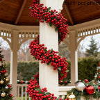 Artificial Red Berry Christmas Ivy Vine, 200cm Long with Red Berries, detail shot - House Of Avana [[SKU:HOA-FLR-040]]