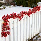 Artificial Red Berry Christmas Ivy Vine, 200cm Long with Red Berries, angled view - House Of Avana