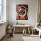 Astronaut Gateway to Saturn Glass Wall Art – Futuristic Sci-fi Uv Print Design-kafcd023, detail shot - House Of Avana
