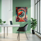 Astronaut Gateway to Saturn Glass Wall Art – Futuristic Sci-fi Uv Print Design-kafcd023, front view - House Of Avana