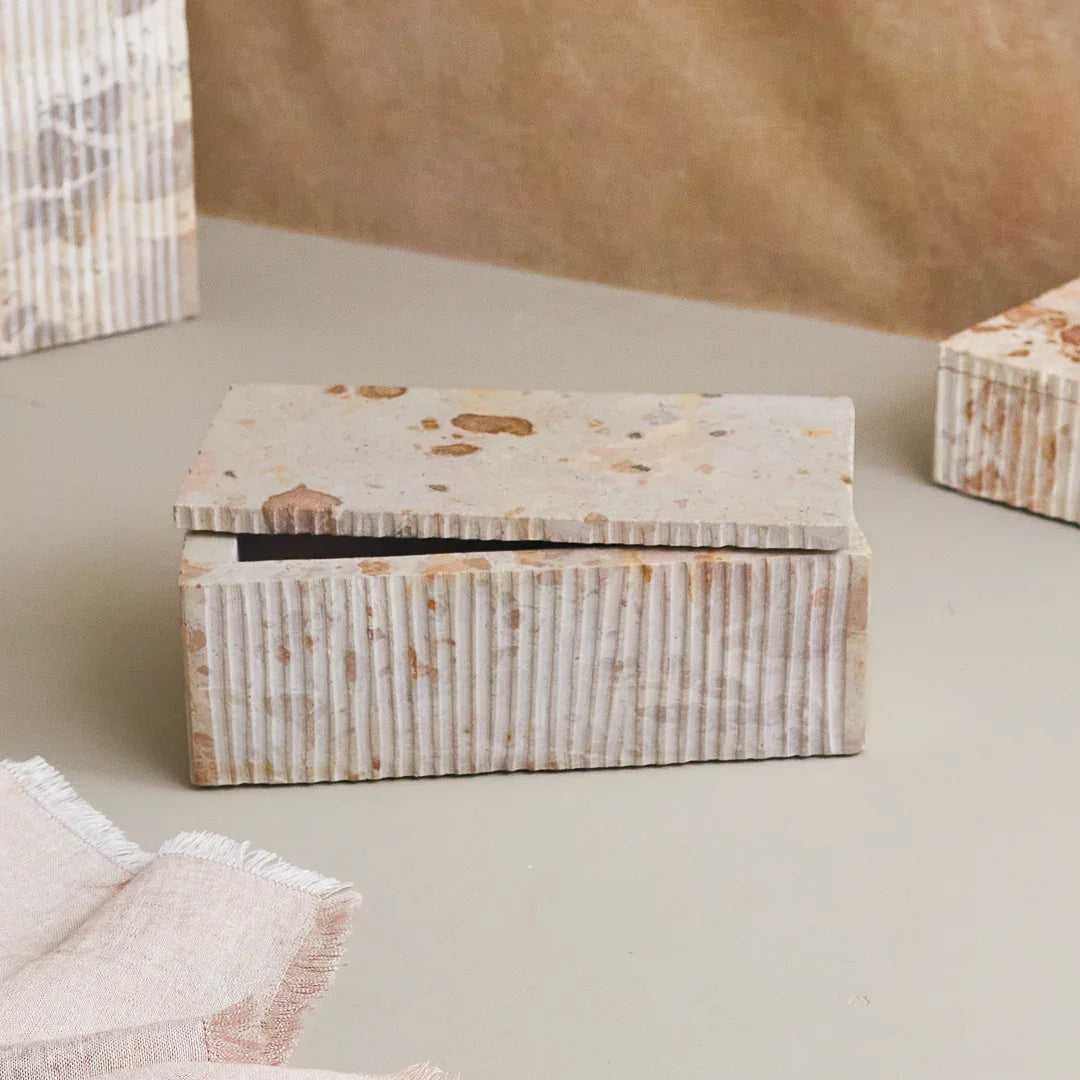 Ataca Marble Box, Large Tea + Linen