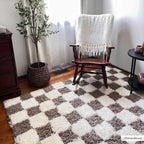Atira Brown Checkered Area Rug Hauteloom