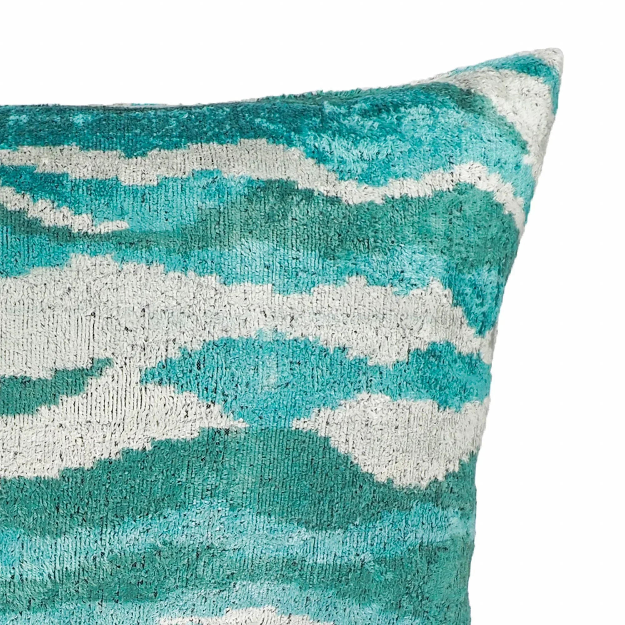 Atlantic Silk Velvet Ikat Throw Pillow Cover X 24, detail shot - House Of Avana