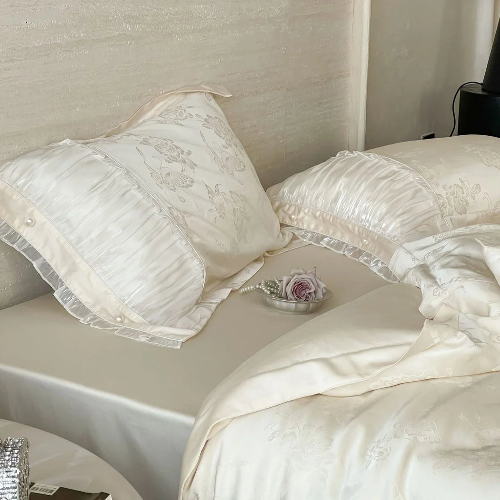 Aurora Lace Floral TENCEL™ Bedding Set / Beige Ever Lasting