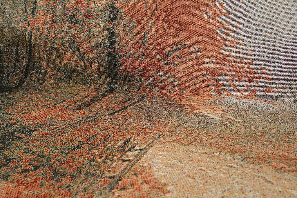 Autumn Authentic Tapestry Throw Blanket - Decorative Orange Fall Leaves Forest Woven Stitched Design - 50" x 60" DaDalogy Bedding Collection