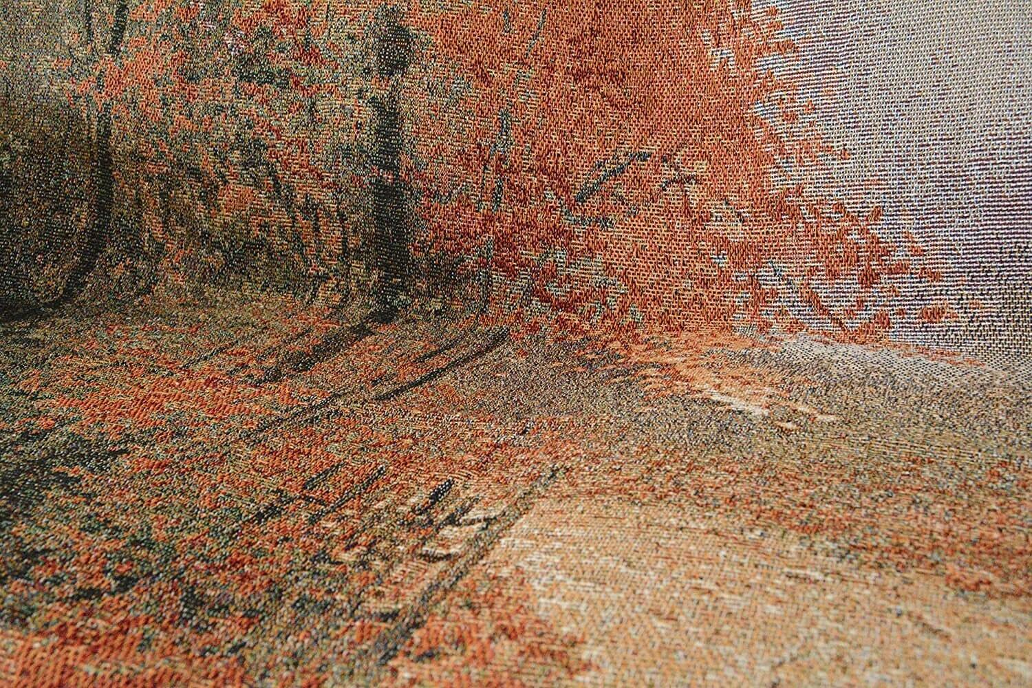 Autumn Authentic Tapestry Throw Blanket - Decorative Orange Fall Leaves Forest Woven Stitched Design - 50" x 60" DaDalogy Bedding Collection