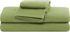 100% Microfiber Jersey Knit Sheet Set with Pillowcases-Green