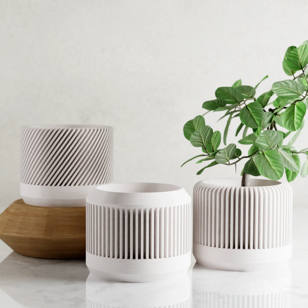 Bamboo Planter Set, angled view - House Of Avana