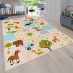 Kids Play-Mat Lilo with Wild Animals in Beige RugYourHome