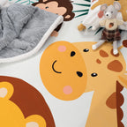 Kids Rug Lilo Jungle Animal Play Mat with Lion Giraffe Monkey in Beige RugYourHome