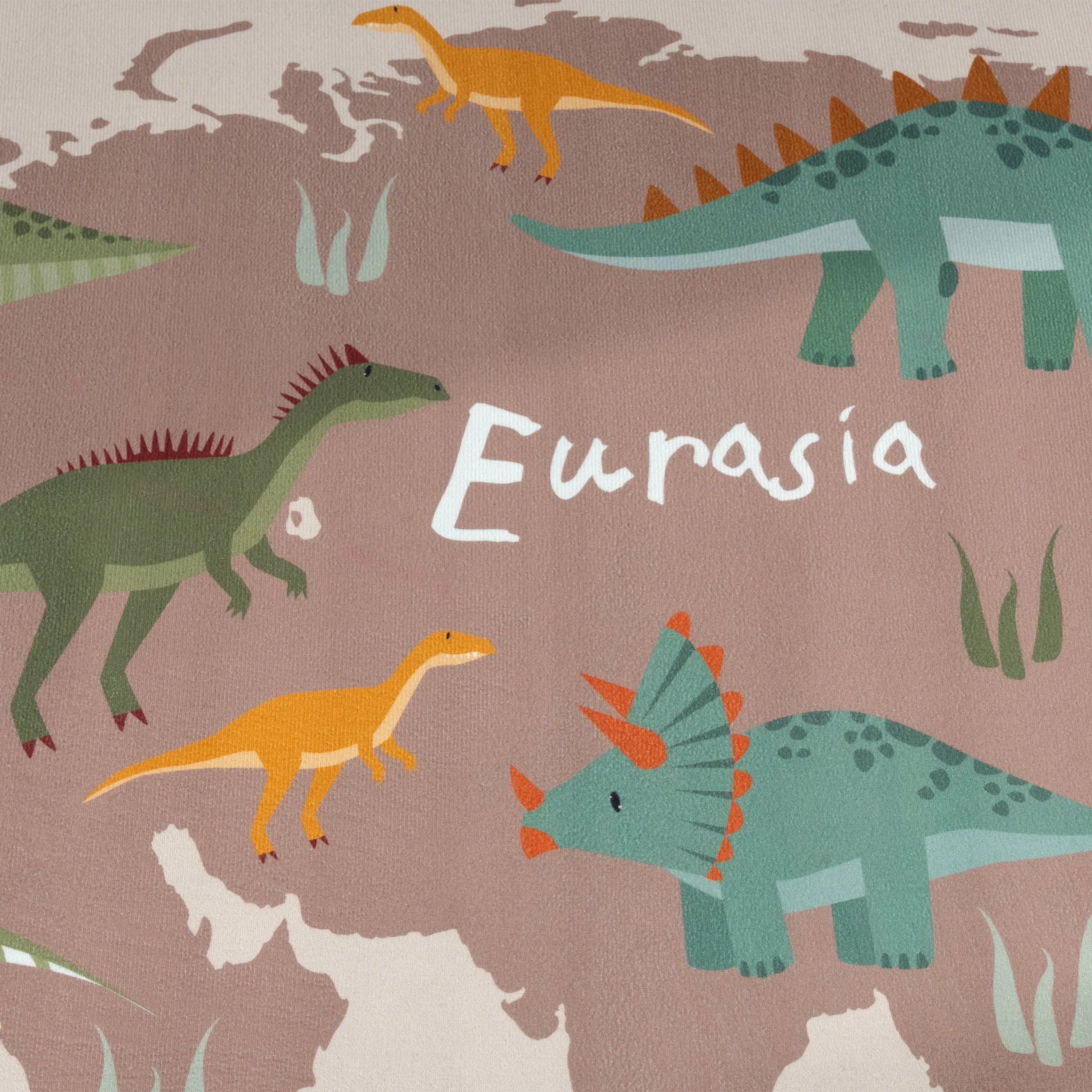 Play Mat Lilo Educational Kids Rug with World Map & Dinosaurs in Beige RugYourHome