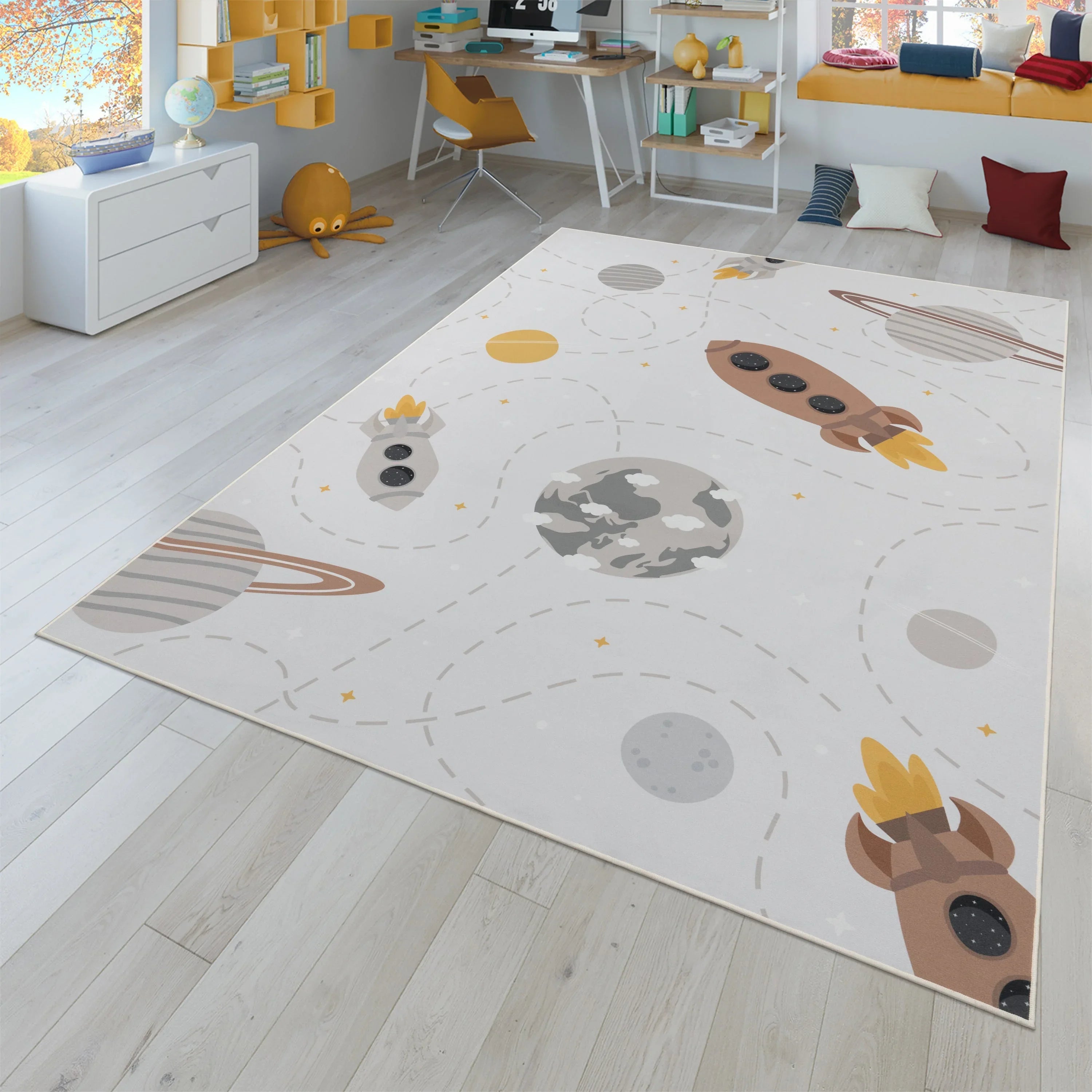 Play Rug Neil with Rockets Planets and Stars RugYourHome