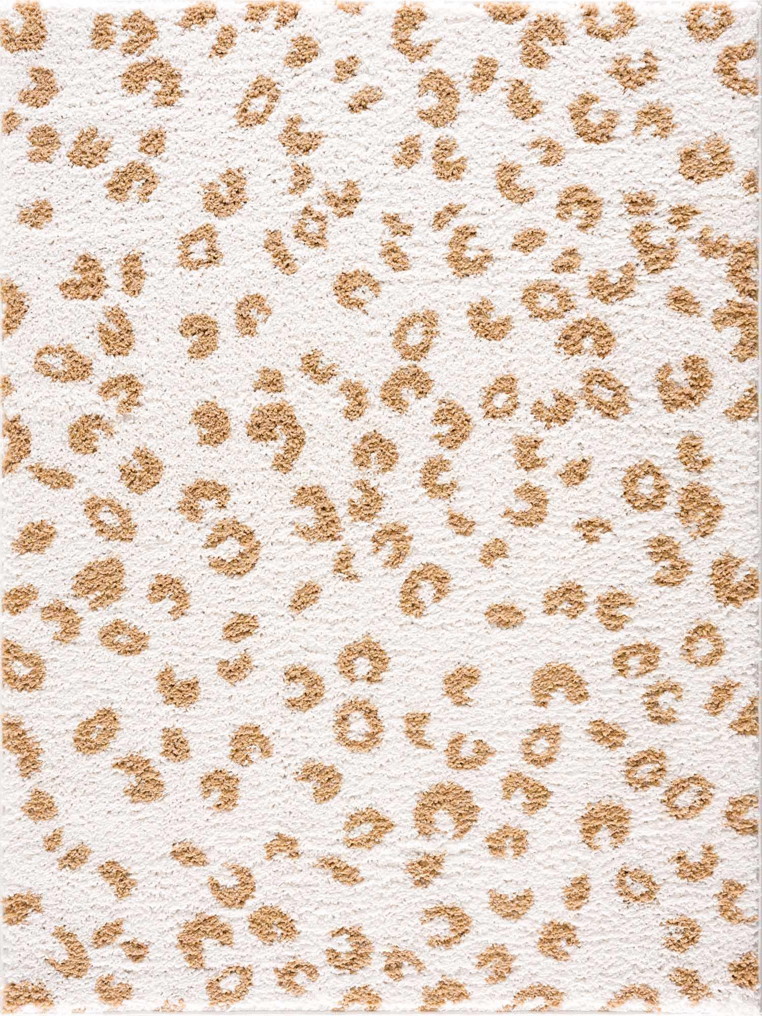 Altin Leopard Print White Area Rug Hauteloom
