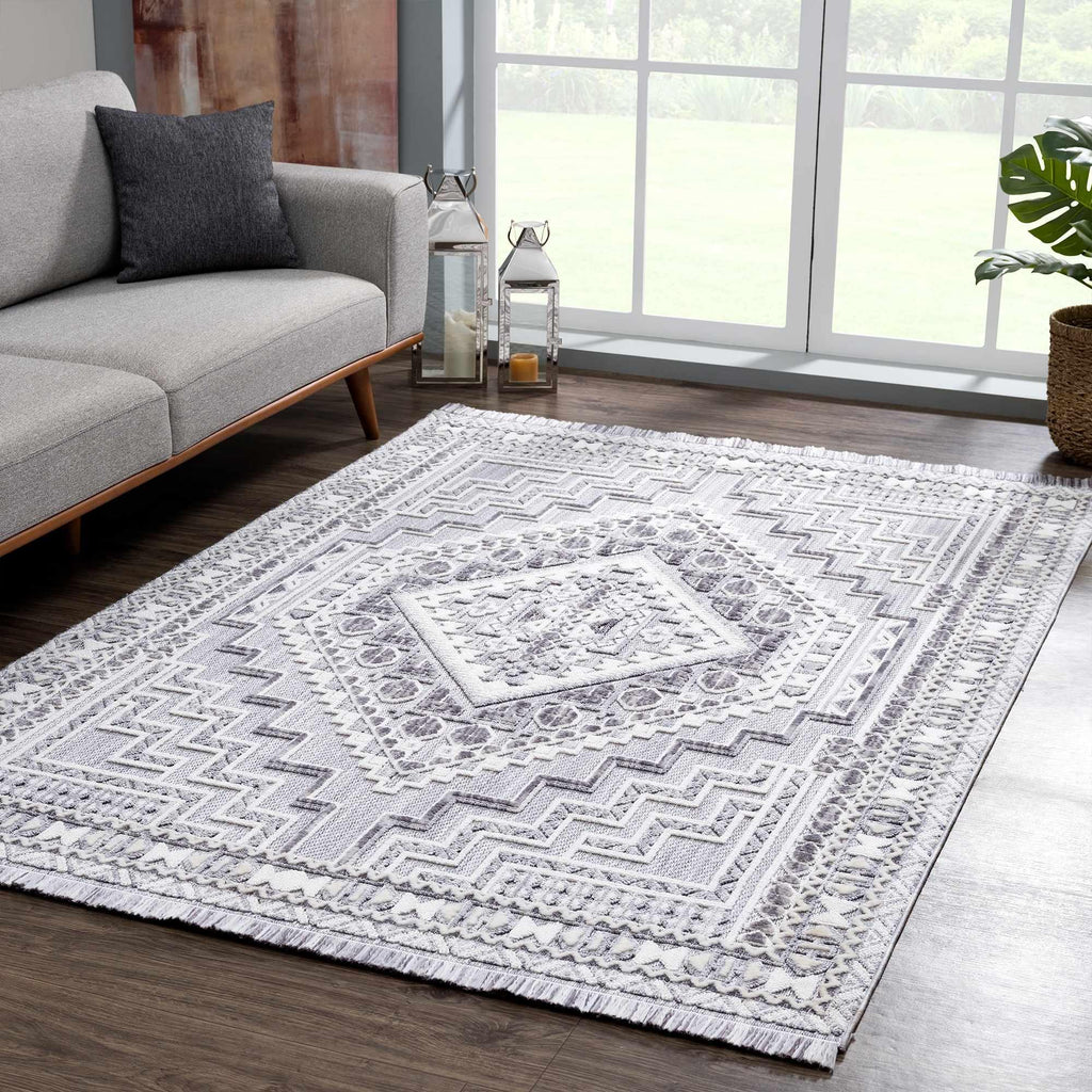 Alya Charcoal Textured Area Rug Hauteloom