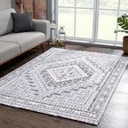 Alya Charcoal Textured Area Rug Hauteloom