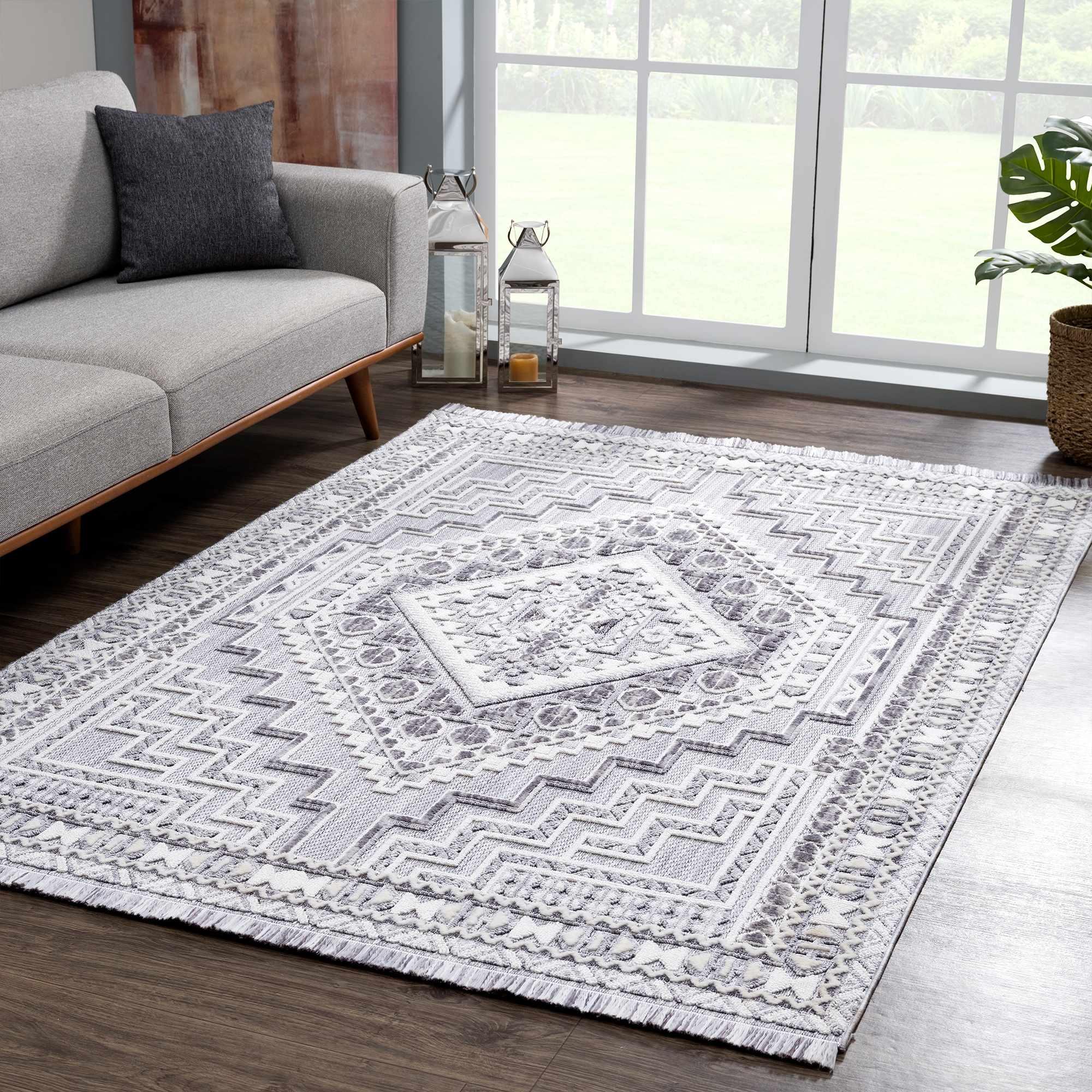 Alya Charcoal Textured Area Rug Hauteloom