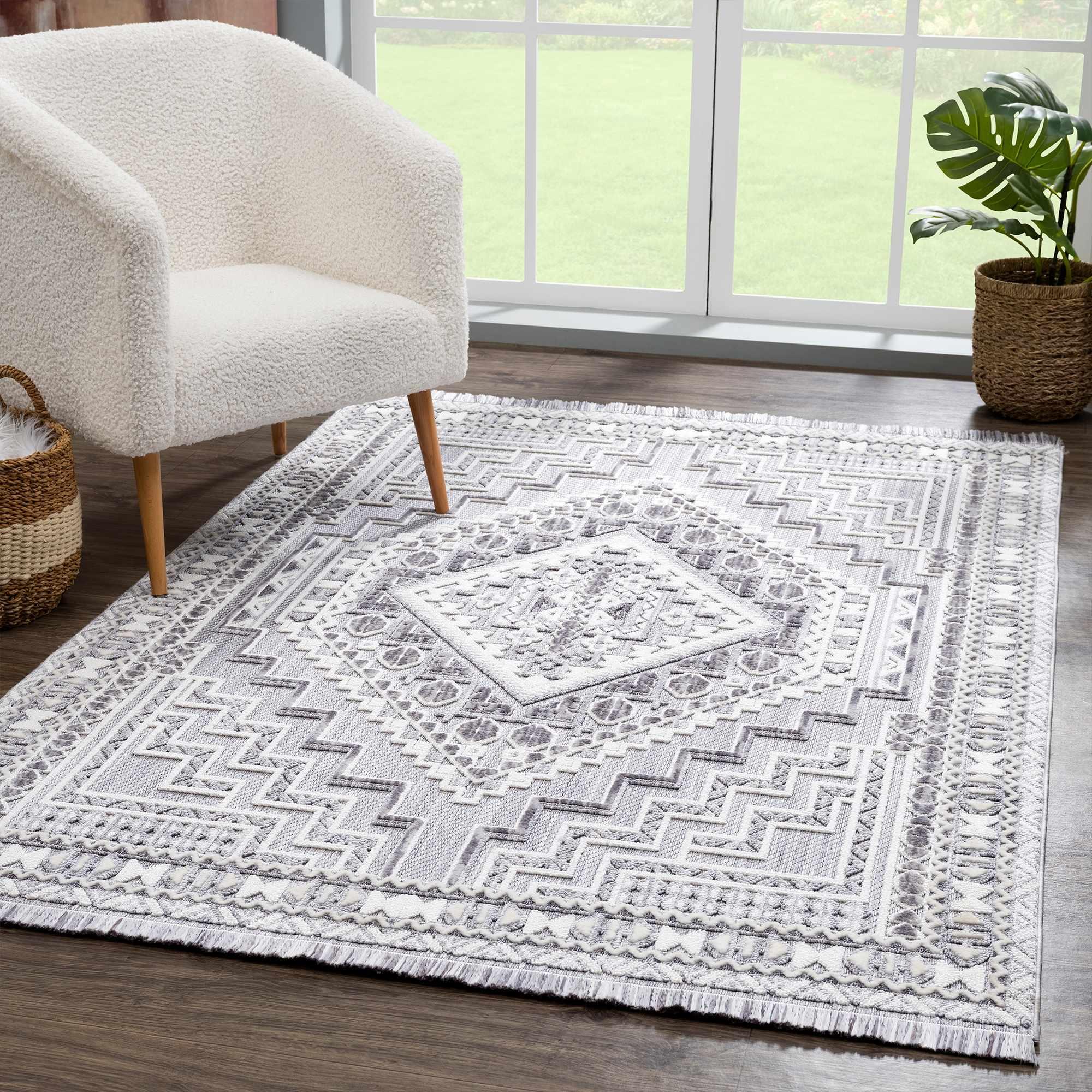 Alya Charcoal Textured Area Rug Hauteloom