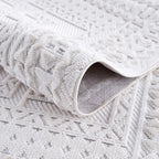 Alya White Fringe Rug Hauteloom