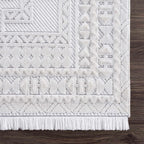 Alya White Fringe Rug Hauteloom
