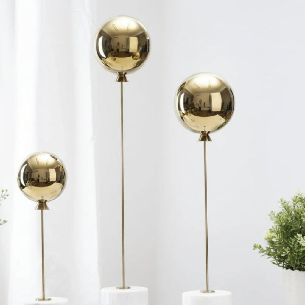 Marble Base Statue - Gold Balloon Sculpture | Mixed (Metal and Marble) Abstract Sculpture | side view | Modern home decor | House of Avana