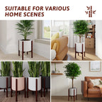 Bamboo Adjustable Plant Stand, 8-12 Inches, Reddish Brown Indoor Planter, lifestyle image - House Of Avana