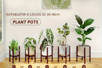 Bamboo Adjustable Plant Stand, 8-12 Inches, Reddish Brown Indoor Planter, angled view - House Of Avana [[SKU:HOA-PLN-004]]