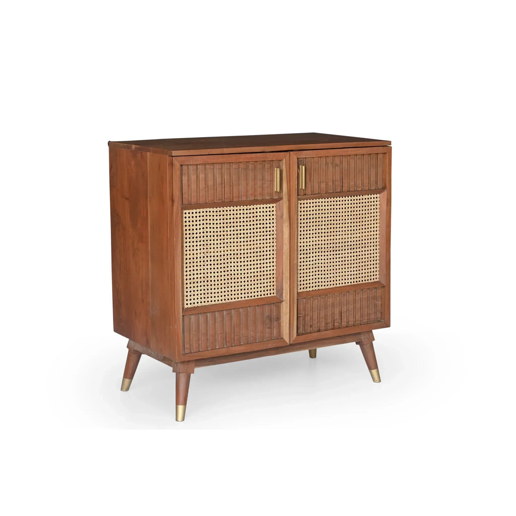 Bana Cane Accent Cabinet, side view - House Of Avana
