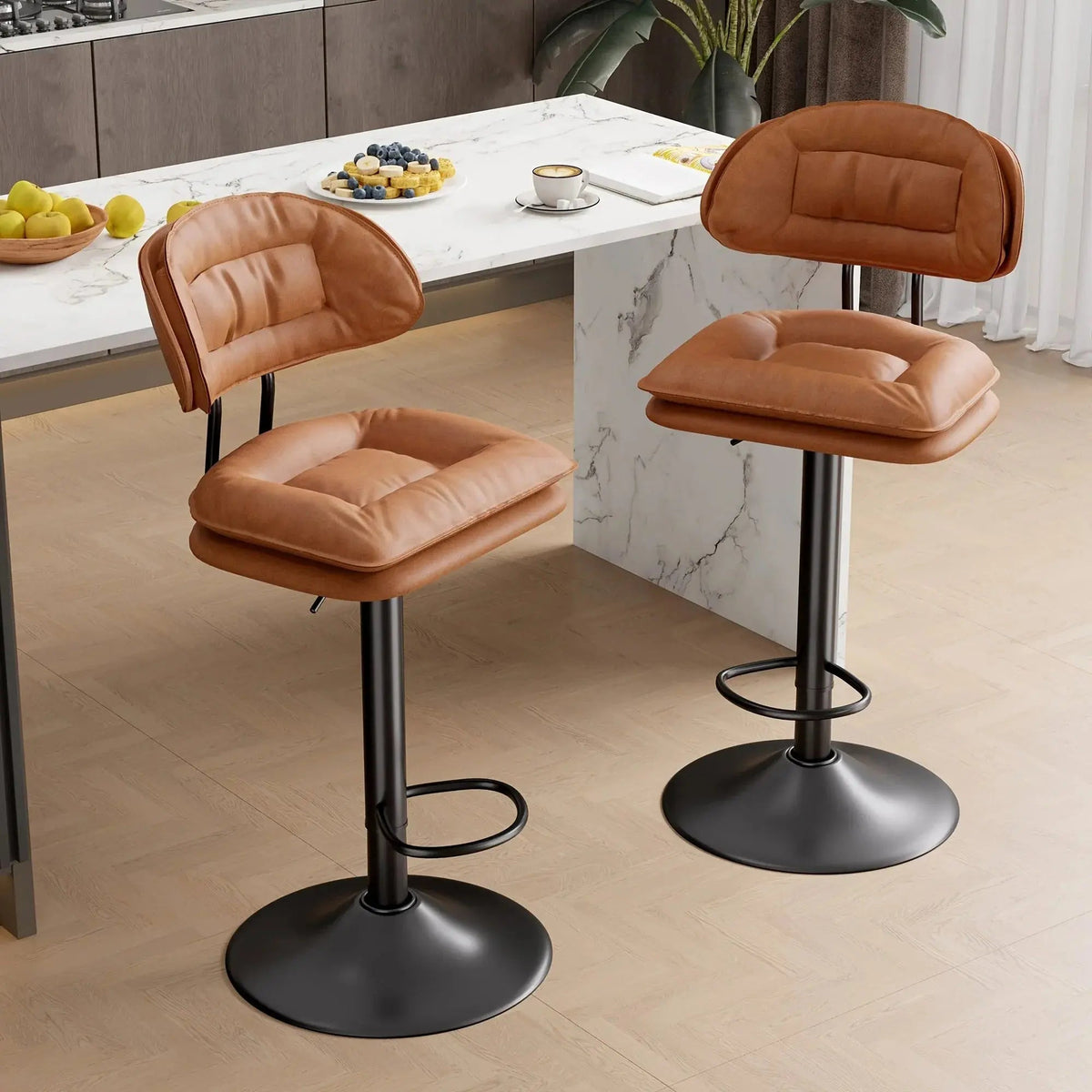 Bar Stools Set of 2/4, Modern Adjustable Height Swivel Kitchen Chairs, Counter Barstools with Backrest,... - House Of Avana [[SKU:HOA-ACC-402]]