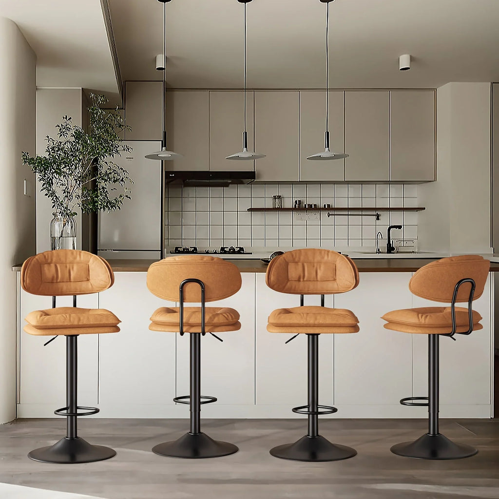 Bar Stools Set of 2/4, Modern Adjustable Height Swivel Kitchen Chairs, Counter Barstools with Backrest,... - House Of Avana