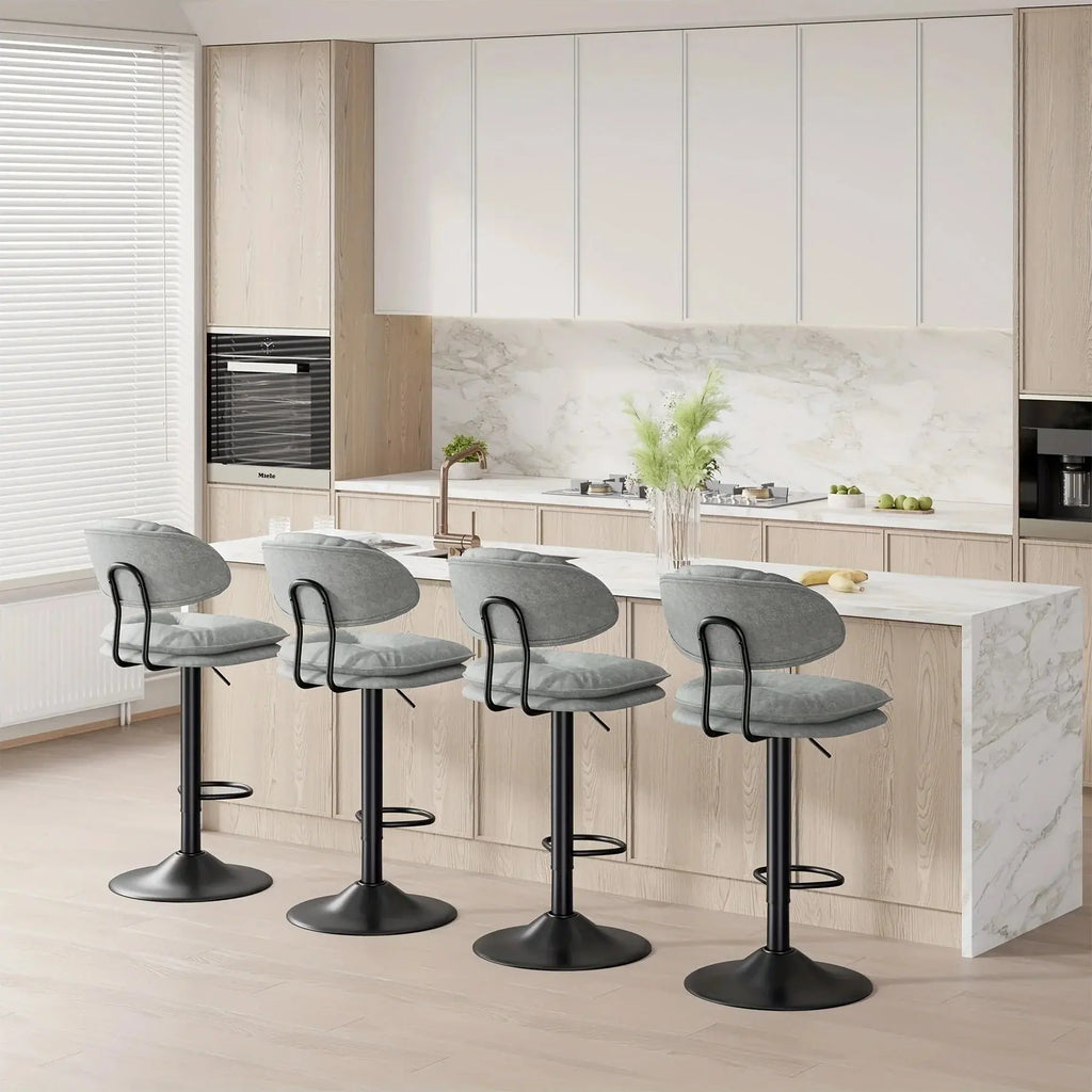 Bar Stools Set of 2/4, Modern Adjustable Height Swivel Kitchen Chairs, Counter Barstools with Backrest,... - House Of Avana