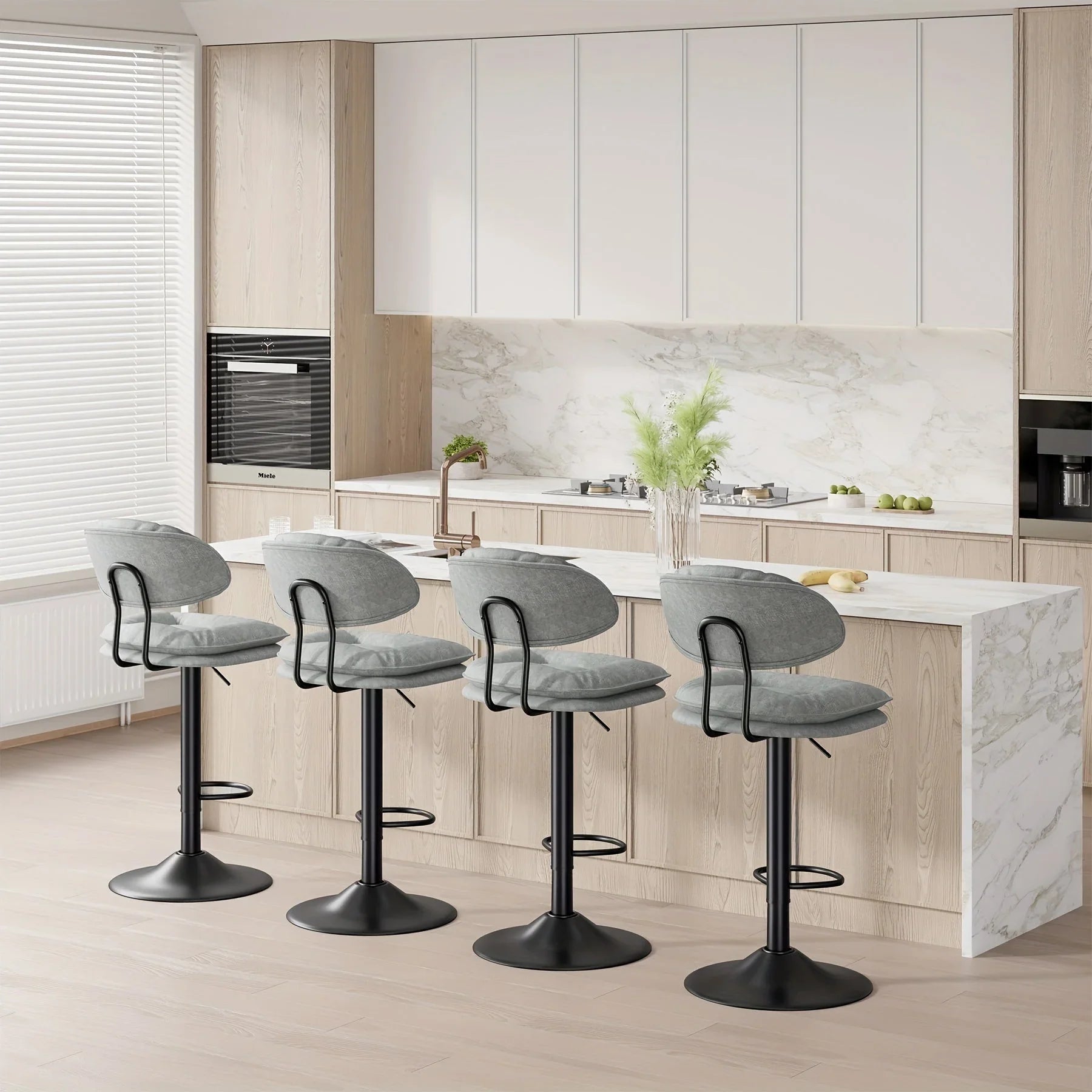 Bar Stools Set of 2/4, Modern Adjustable Height Swivel Kitchen Chairs, Counter Barstools with Backrest,... - House Of Avana