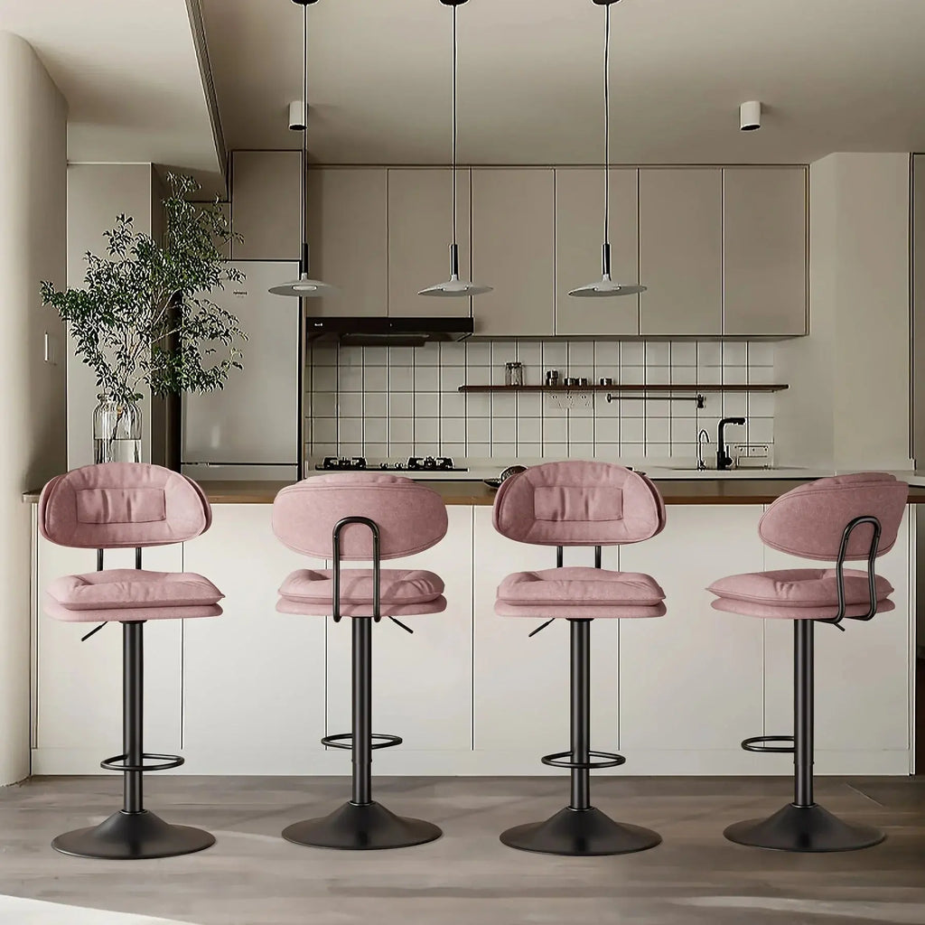 Bar Stools Set of 2/4, Modern Adjustable Height Swivel Kitchen Chairs, Counter Barstools with Backrest,... - House Of Avana