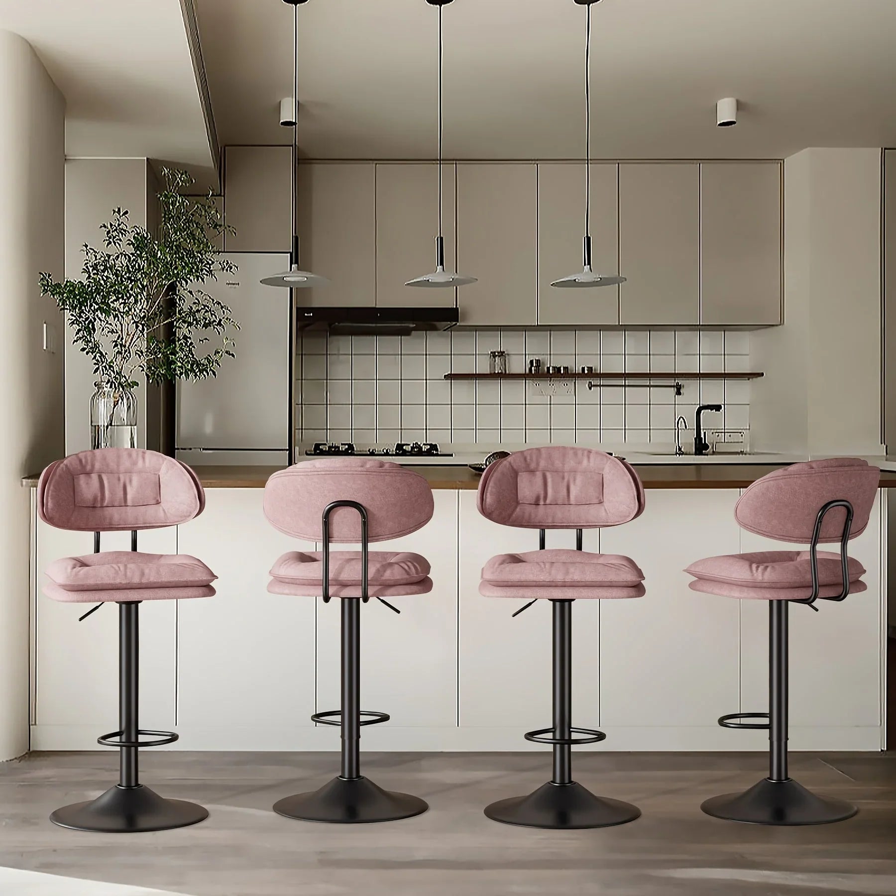 Bar Stools Set of 2/4, Modern Adjustable Height Swivel Kitchen Chairs, Counter Barstools with Backrest,... - House Of Avana