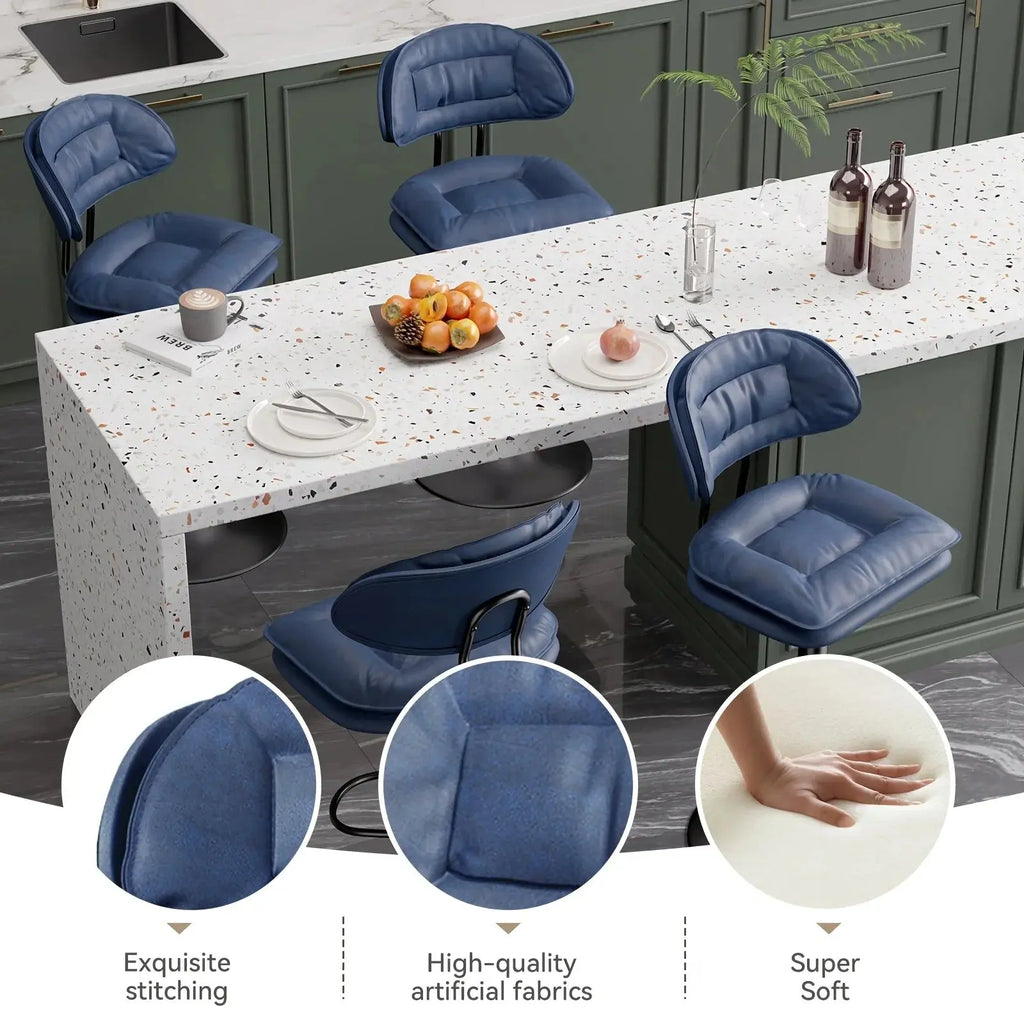 Bar Stools Set of 2/4, Modern Adjustable Height Swivel Kitchen Chairs, Counter Barstools with Backrest,... - House Of Avana