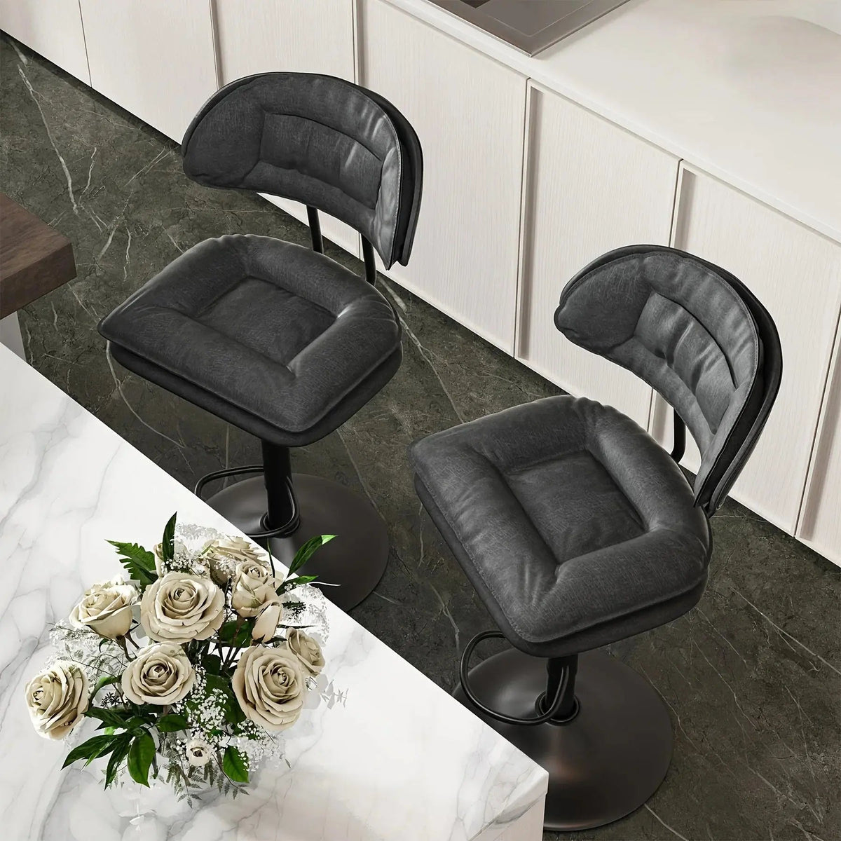 Bar Stools Set of 2/4, Modern Adjustable Height Swivel Kitchen Chairs, Counter Barstools with Backrest,... - House Of Avana [[SKU:HOA-ACC-402]]