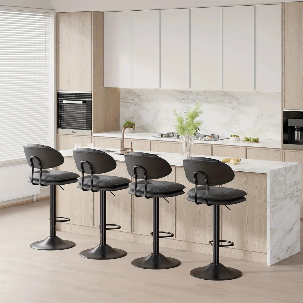 Bar Stools Set of 2/4, Modern Adjustable Height Swivel Kitchen Chairs, Counter Barstools with Backrest,... - House Of Avana