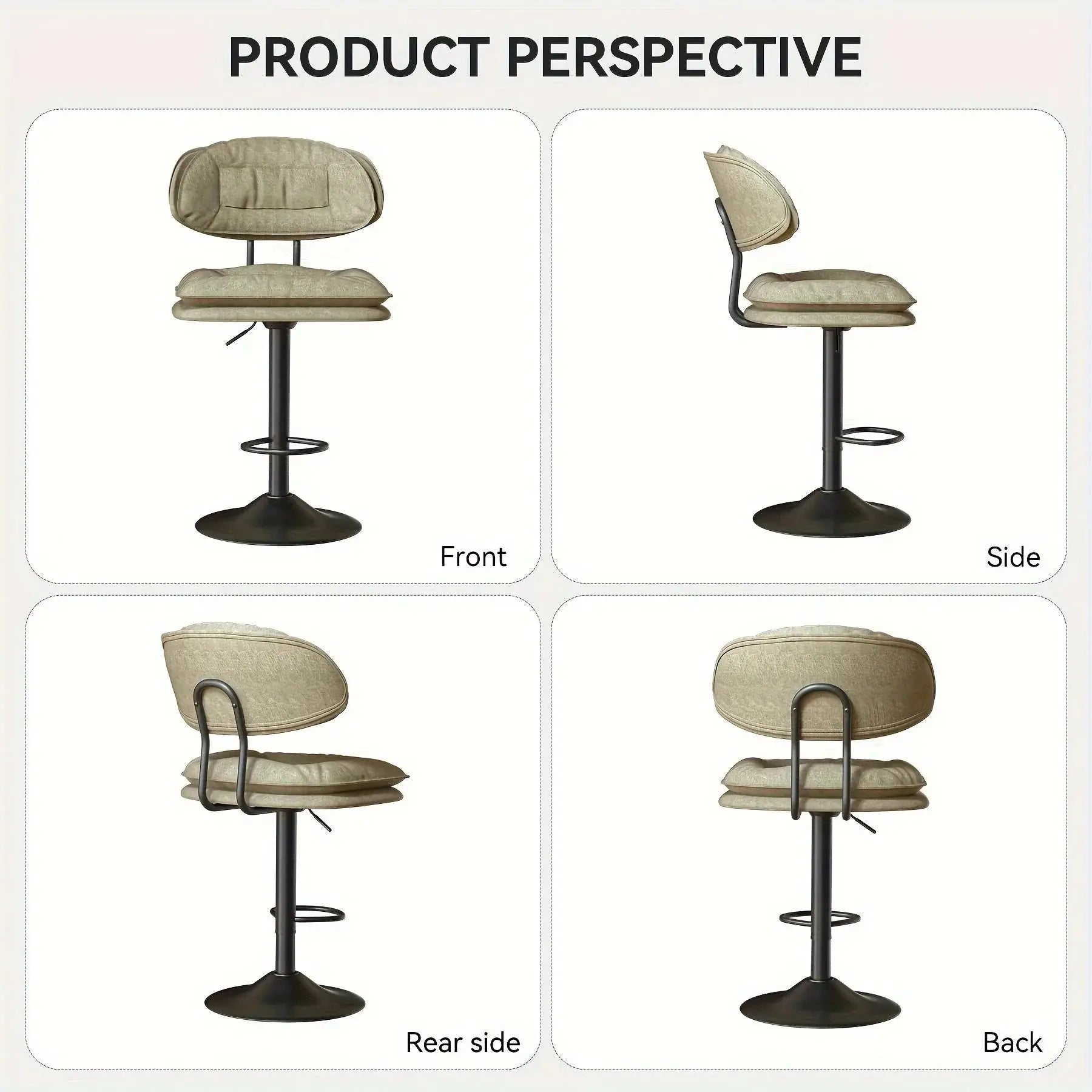 Bar Stools Set of 2/4, Modern Adjustable Height Swivel Kitchen Chairs, Counter Barstools with Backrest,... - House Of Avana