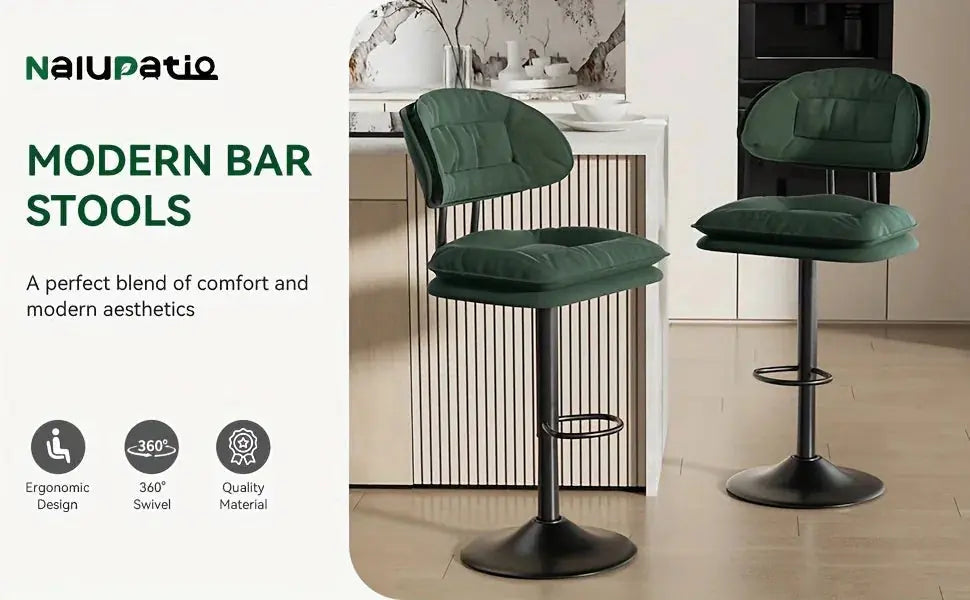 Bar Stools Set of 2/4, Modern Adjustable Height Swivel Kitchen Chairs, Counter Barstools with Backrest,... - House Of Avana
