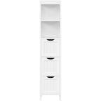 Bathroom Cabinet Tower with 3 Storage Drawers and 2 Shelves in White Wood Finish