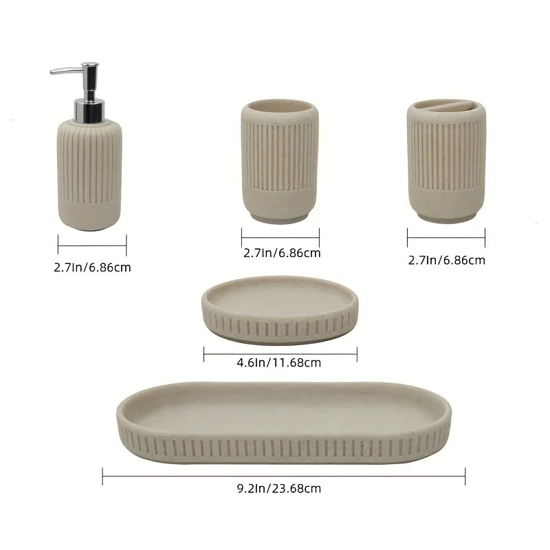 Bathroom Accessories Set - S Bathroom Accessory Set, Toothbrush Holders Set, Soap Dispenser, Tray,... - House Of Avana [[SKU:HOA-WAL-059]]
