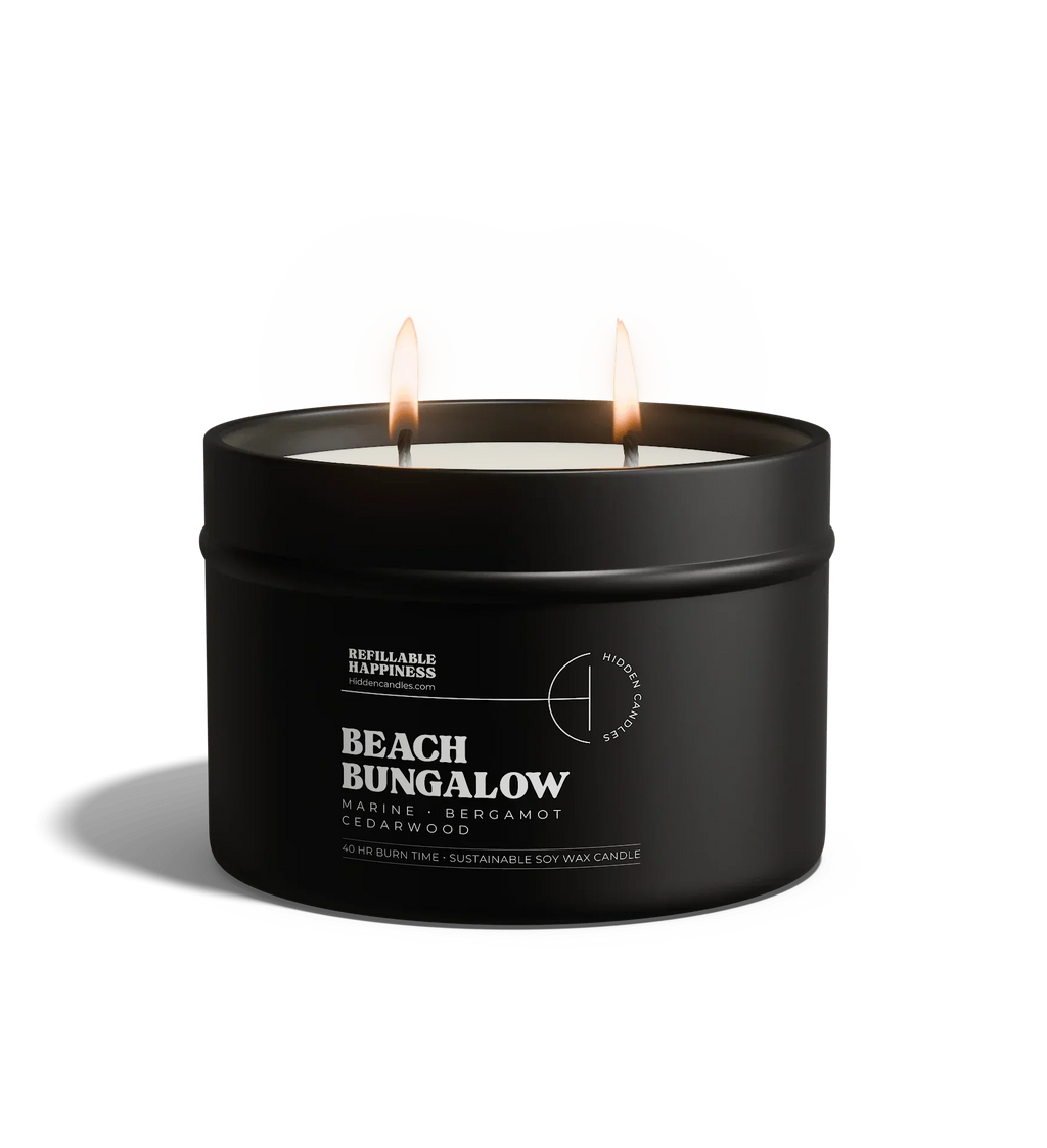 Beach Bungalow Candle 10.6 Oz – Marine Air, Driftwood & White Tea, lifestyle image - House Of Avana