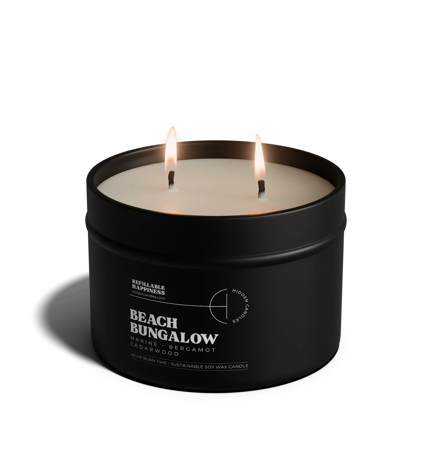 Beach Bungalow Candle 10.6 Oz – Marine Air, Driftwood & White Tea, front view - House Of Avana