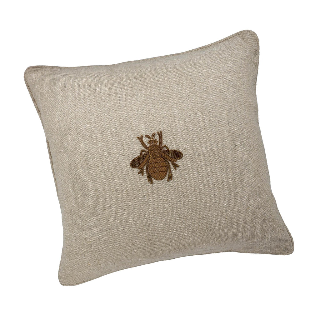 Bee Linen Throw Pillow Cover X 19, back view - House Of Avana
