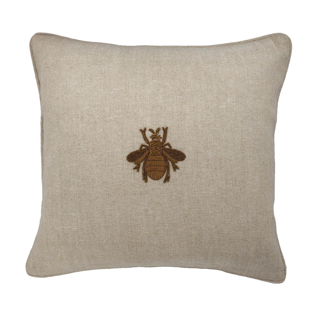 Bee Linen Throw Pillow Cover X 19, front view - House Of Avana