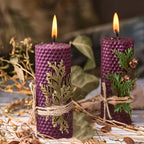 Beeswax Candles with Dried Flowers, Multicolor Piece Oval Set, texture detail - House Of Avana