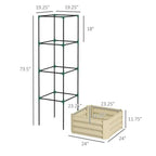 Beige Galvanized Open Bottom Raised Garden Bed Planter with Tomato Cage Trellis