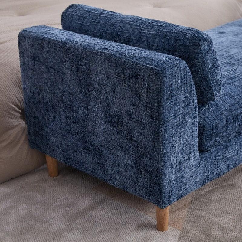 Elegant Blue 7' Chenille Bed Bench with Pillows - House Of Avana [[SKU:HOA-BEN-002]]