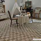 Benjy Cream & Gold Checkered Area Rug Hauteloom