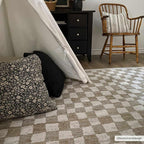 Benjy Cream & Gold Checkered Area Rug Hauteloom