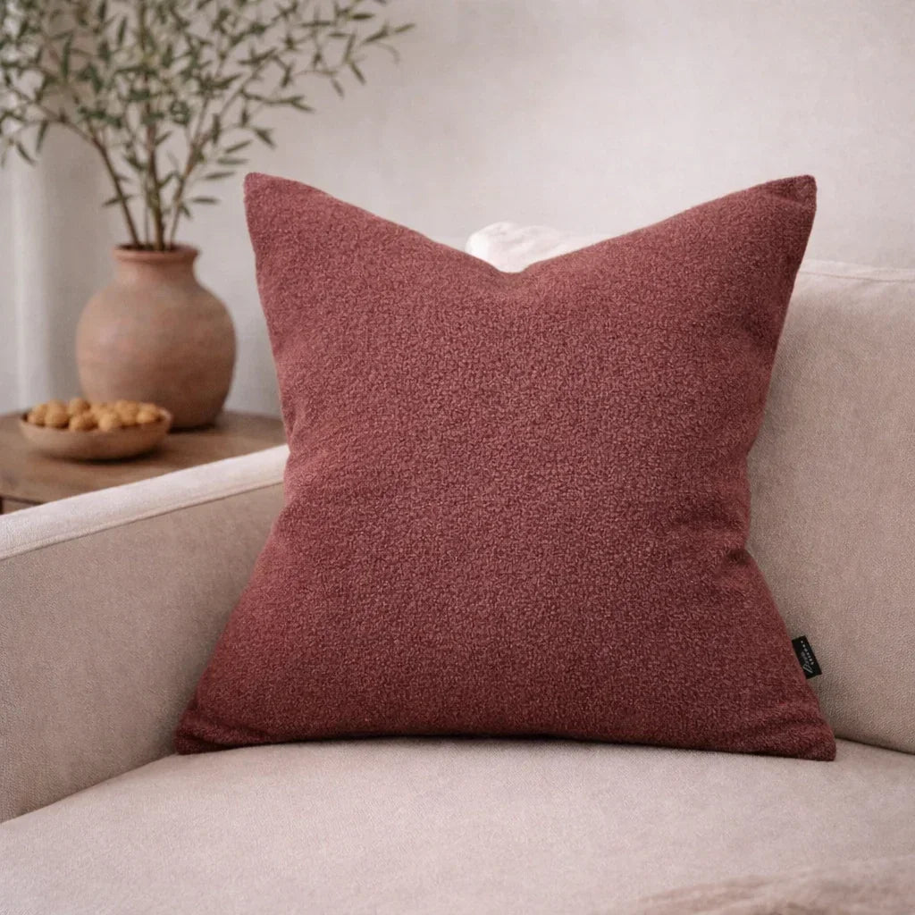 Berry Sherpa Pillow Cover, front view - House Of Avana